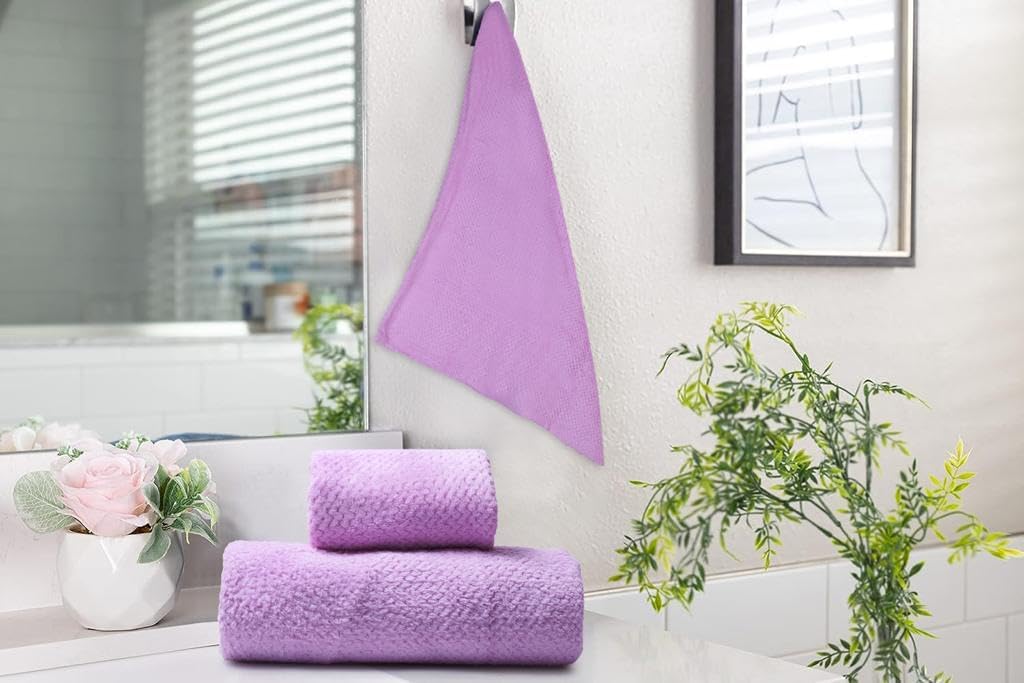 Homecloud Ultra Soft Bath & Face Towel Set 300 Gsm | 3x Softer Than Cotton Towels | Highly Absorbent & Ultra Fast Dry | Set Of 2 (Lavender)