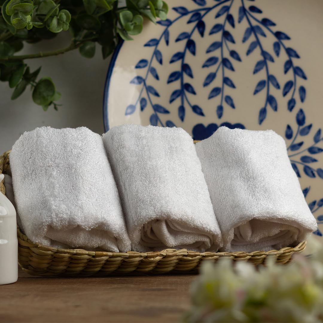 Mush 100% Bamboo Face Towel 500 Gsm | Ultra Soft, Absorbent, & Quick Dry Towels For Facewash, Gym, Travel | Pack Of 3 (White)