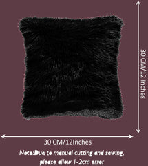 Small Fur Pillow, Cushions For Sofa - Red & Black Pillow, Standard Size - 12 X 12 Inches | Soft Pillow, Washable, Easy To Clean - Pack Of 4 | Best Pillow - Model 4