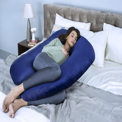 Pregnancy & Nursing Pillow Combo, U Shape Maternity Pillow, Dark Blue | For Pregnancy Sleeping, 5 In 1 Multipurpose Use, Nursing Pillow | For Breastfeeding With Cotton Removable Cover