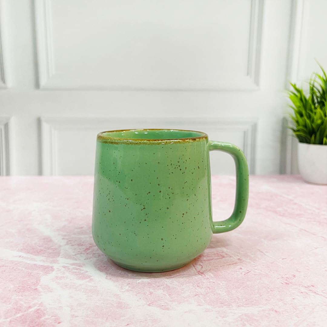 Ocean Green Ceramic Coffee Mug Set Of 2 Pieces - 330ml Each | Ceramic Mugs For Coffee, Tea, Milk - Microwave Safe & Leak Proof