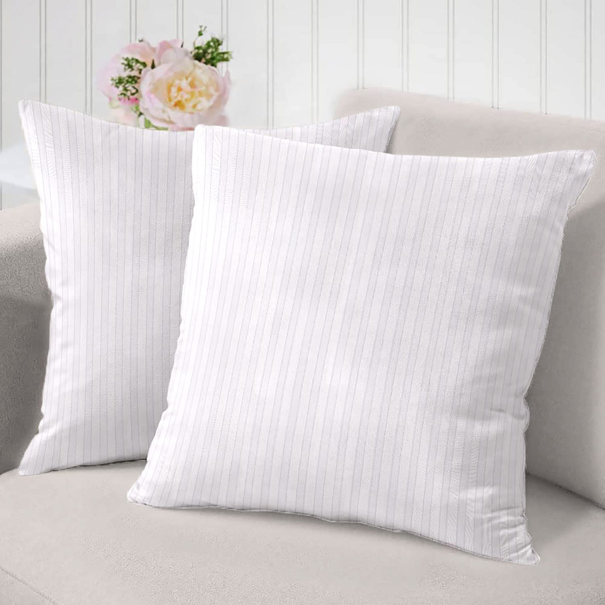 Microfiber Cushion Pillow, Durable Sofa Pillow For Home Décor, White - 18 X 18 Inch | Sofa Cushions, Throw Pillow, Lightweight, Easy To Maintain, Soft Cushion Filler - Set Of 2