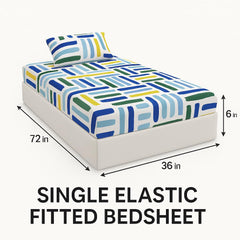 Premium Cotton Single Bedsheets With 1 Pillow Covers - 72x36+6 Inches, Multicolor | Printed Single Sheet Super Soft Breathable & Wrinkle Free
