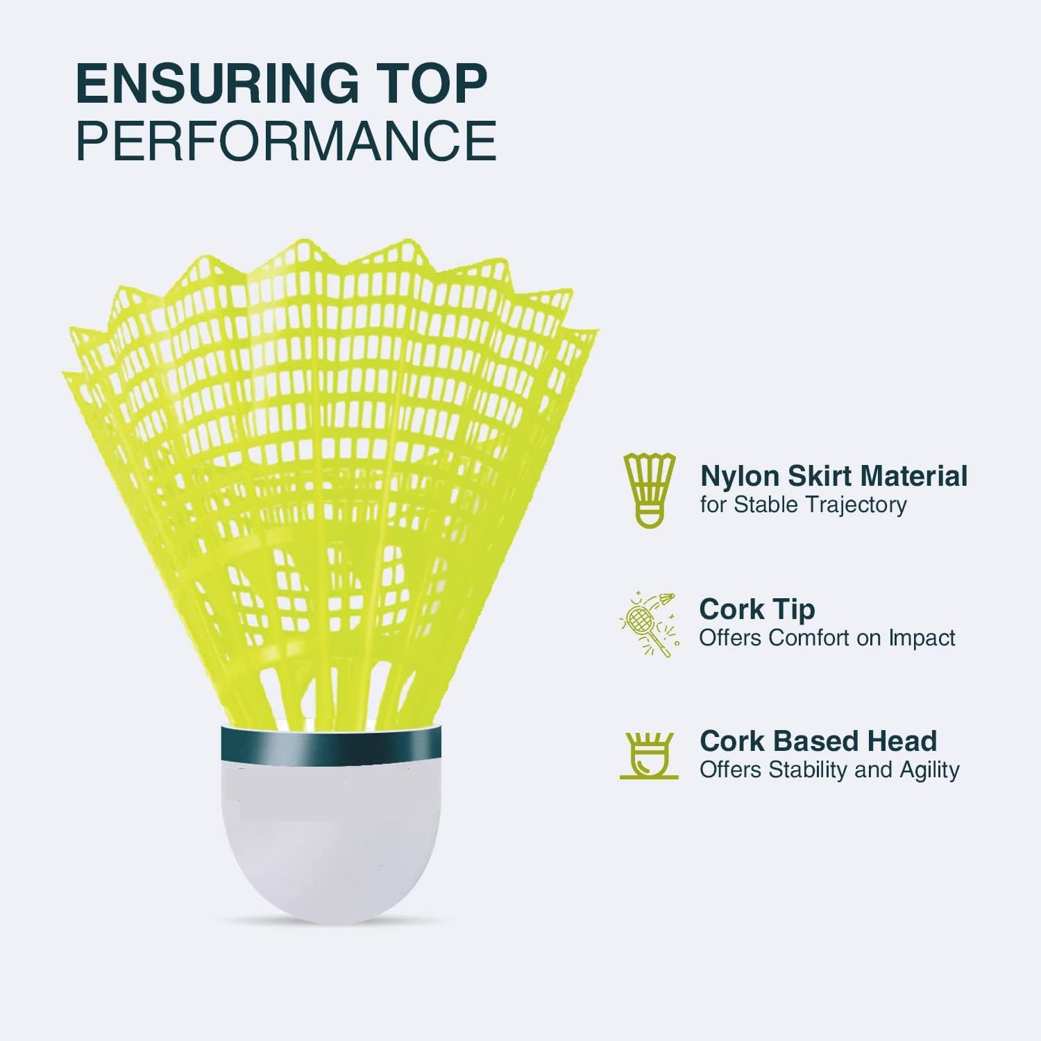 RS Retails B-51 Badminton Shuttlecock Nylon | Stable Flight , Fast Recovery & Durable | Yellow , Pack Of 10