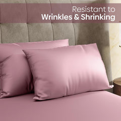 Satin Bedsheets For King Size With 2 Pillow Covers - 108 X 90 Inches, Muted Rose | Elegance & Comfort Redefended | 300 Thread Count