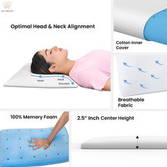 Cool Gel Memory Foam Pillow, Orthopedic Pillows For Neck Pain Relief, Ultra-Thin Size - 24.5 X 16 X 2.5 Inches | Without Cover, Portable, Cooling, Lightweight, Adjustable - Pack Of 1