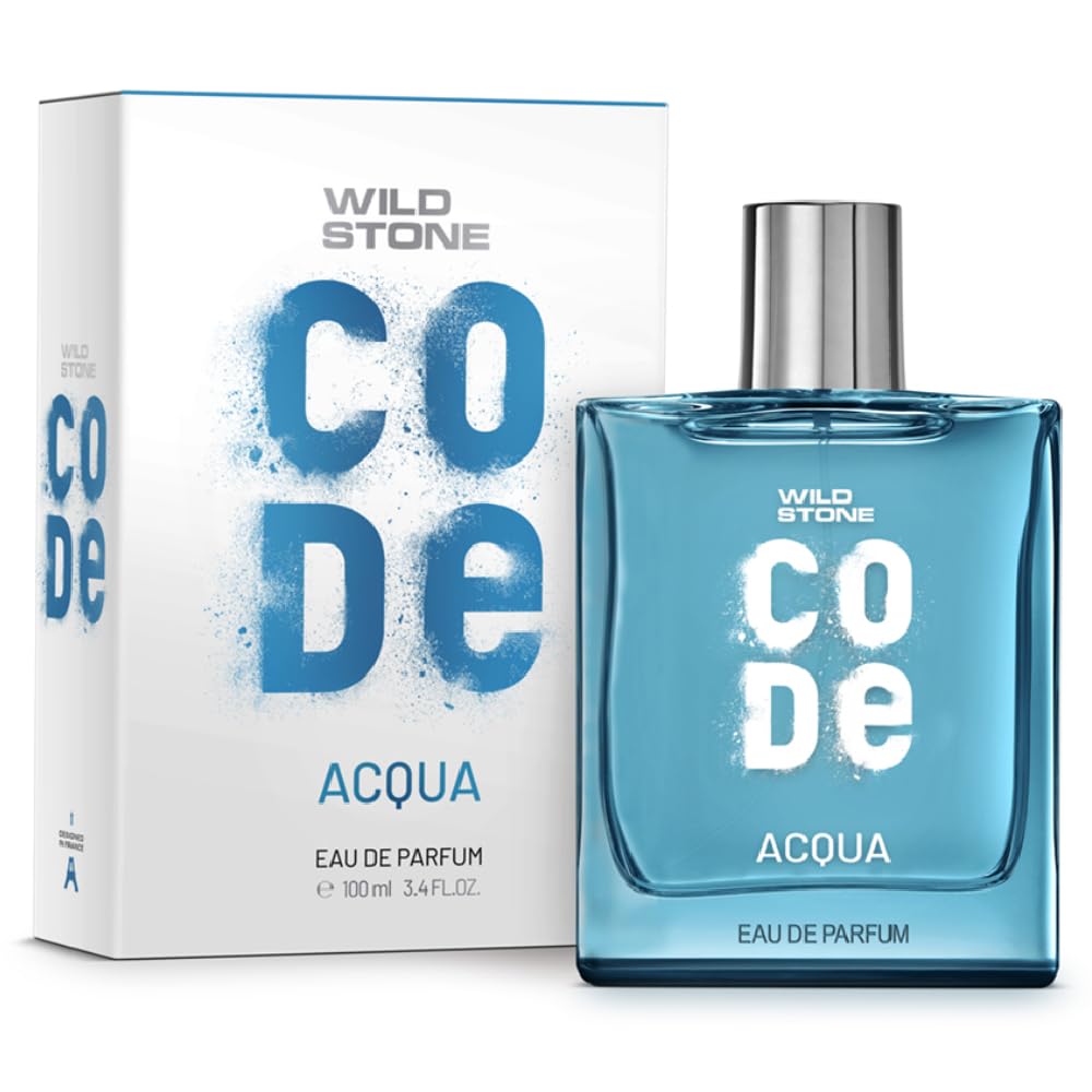 Wild Stone Code Acqua Eau De Parfum For Men 100ml 3.4 Fl.oz. | Long Lasting Fragrance