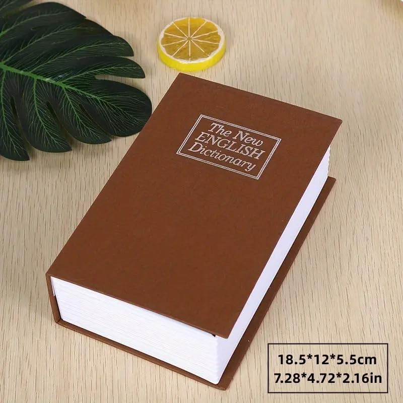 Label Book Locker Dictionary Stainless Steel Hidden Safe Jewellery Box, Cash Locker For Home & Office (18 X 12 X 5.5 Cm) Colour - Brown, Lock Type - Combination