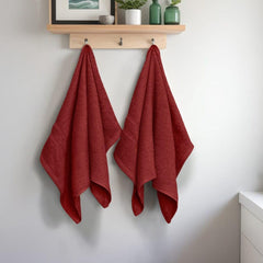 Troveo Super Soft Cotton Hand Towels 400 Gsm | Super Absorbent Multipurpose Hand Towel For Home Gym Workout Traveling Running & Kitchen (Red) - Pack Of 2
