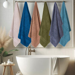 Mush Hearth & Haven Bamboo Large Size Bath Towels 2700 Gsm | Bamboo Bath Towel Soft, Highly Absorbent & Quick Dry (Multicolor) - Pack Of 6