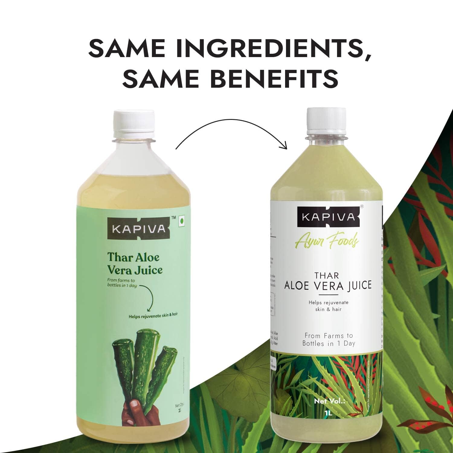 Kapiva Wild Amla Juice + Thar Aloe Vera Juice With Pulp | Cold - Pressed Juice Combo To Help With Glowing Skin, Hair Care & Detox | 1L 2.2lbs Each Pack Of 2