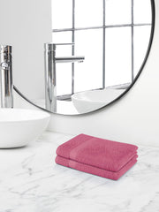 Himeya 100% Cotton Large Size Hand Towels 400 Gsm (Sorbet Pink) - 2 Piece