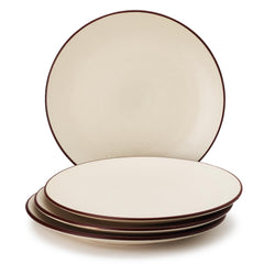 Ceramic Serving Dinner Plates Set Of 4 - 10.6 Inch, Off White | Scratch Resistant, Microwave Safe & Dishwasher Safe - Handcrafted Dinner Plates, Full Plate Set Crockery For Dining & Gifting