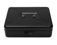 Metal Cash Box With Number Combination Lock, Size - Large, Colour - Black, Material - Iron, Special Feature - Removable Tray