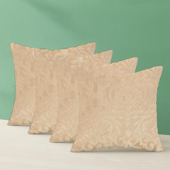 Microfiber Square Pillow Cushion For Sofa & Bed, Beige - 24 X 24 Inch | Soft, Fluffy For Comfort & Back Support | Breathable, Washable | Premium Velvet Outer Cover With Zip - Set Of 5