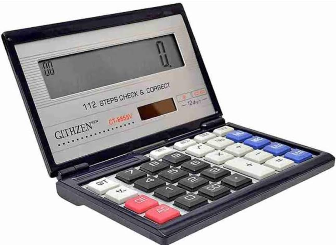 Zennix Presents A 12-digit Large Display Folding Calculator, Equipped With Dual Power Options—solar And Aaa Batteries. Ideal For Business, Office, Or Student Use