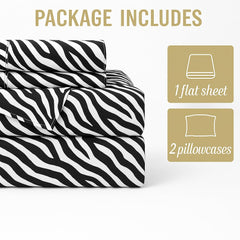 Print King Size Flat Sheet With 2 Pillow Covers - 108 X 108 Inches, White & Black | Soft, Breathable & Skin-Friendly Bedding For Daily Use | Machine Washable & Long-Lasting
