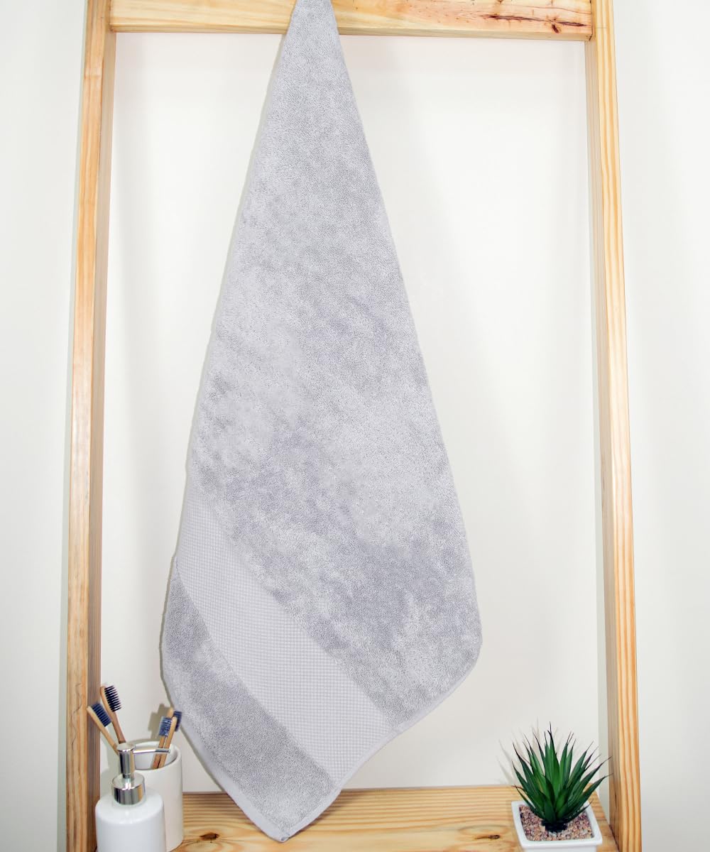 Rangoli Soft Absorbent Durable Towels Earthly Egyption Cotton Plush Oversized Bath Towel 600 Gsm (Grey)