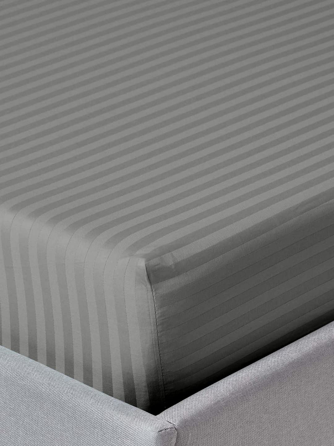 King Size Fitted Bedsheet With 2 Pillow Cover - 72 X 78 Inches, Grey | Super Soft Premium Brushed Glace Cotton Bedsheet, Breathable & Wrinkle Free