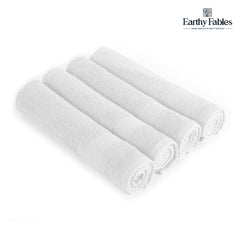Earthy Fables Premium Hand Towels 600 Gsm | 100% Combed Cotton Ultra Soft, Quick Dry & Highly Absorbent, For Home, Gym & Travel | Set Of 4 (White)