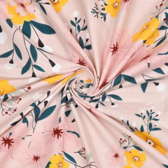 1 Double Bedsheet For King Size With 2 Large Size Pillow Covers - 108 X 108 Inches, Peach & Yellow | Light Weight, Suitable For All Seasons & Easy To Wash