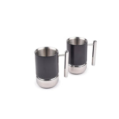 Designer Silver Stainless Steel Coffee Mug Set Of 2 - Fluted Series | Attractive Tea Cup In Modern Appearance Used In Offices, Homes & Workspace | Premium Serve Ware & Tableware