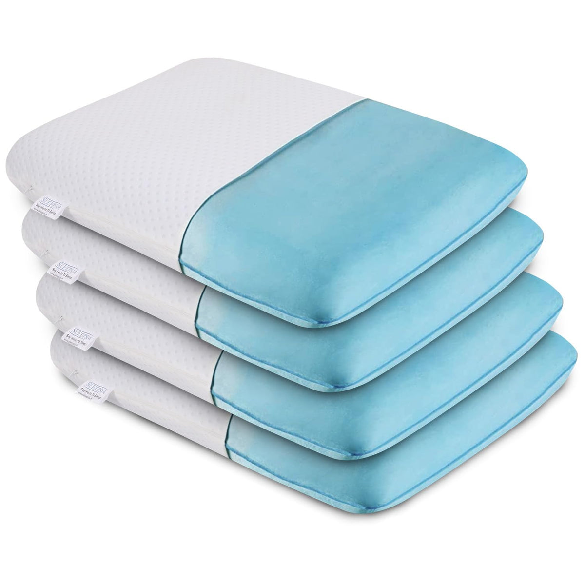 Cooling Gel Cervical Memory Foam Pillow, For Neck & Shoulder Pain Relief, Standard Size - 23 X 14.5 X 4 Inch | Orthopedic White Pillow For Pain Relief, Washable Cover - Pack Of 4