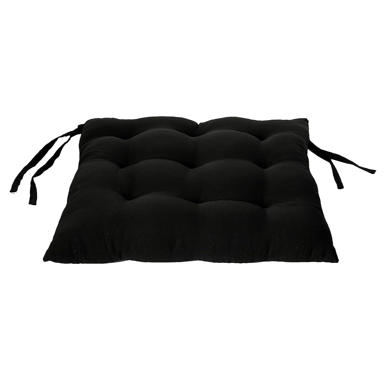 Chair Cushion Pad, Soft & Comfortable Sitting, Chair Pad - Black | Microfiber Square Chair Pad With Ties | Chair Seat Cushion For Office & Home | Furniture Cushion, Washable - Pack Of 6