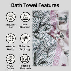 Texstylers 100% Cotton Waffle Weave Bath Towel 1200 Gsm | Soft, Quick Dry, Lightweight & Absorbent Large Size Spa Towel For Bathroom, Gym, Travel (Grey Chevron) -Pack Of 4
