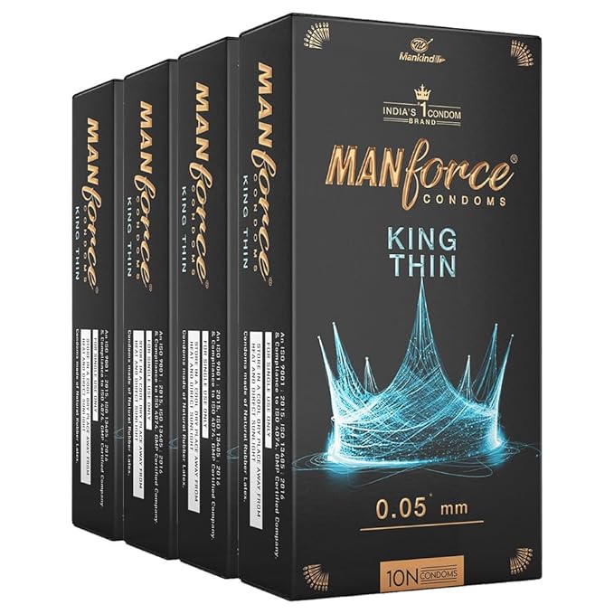 Manforce King Thin Ultra-thin Unflavoured Condoms, 10 Pieces X Pack Of 4