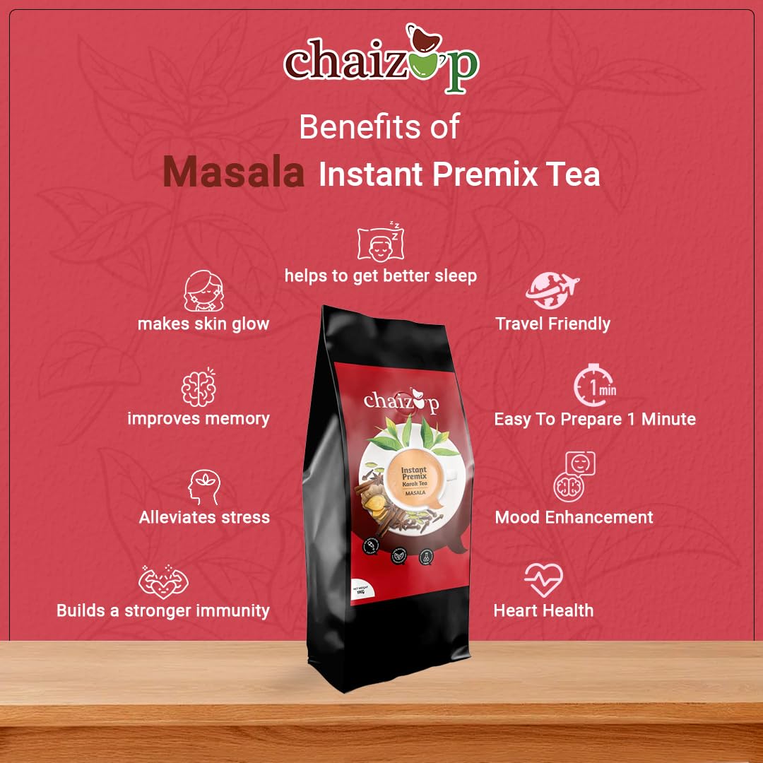 Chaizup Premium 1 Min Instant Masala Tea Premix - Pack Of 3 X 1 Kg Poly, 35.2 Ounce Each | Just Add Hot Water - Assam Masala Chai Powder | Low Caffeine, No Added Color - Home Like Tea