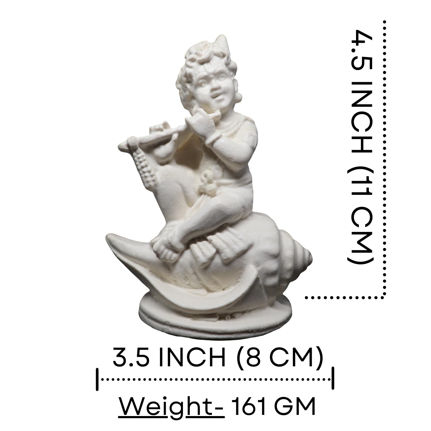 Handmade Marble Dust White Laddu Gopal Statue, Lord Krishna Murti, Marble, Idol, Good Quality For Festivals Like Diwali, Janmashtami | Gift Option, Occasion, Statue