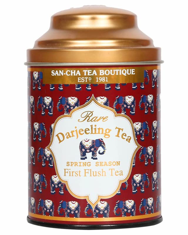 San-Cha First Flush Rare Darjeeling Tea - 100gm, 3.5 Ounce, 50+ Cups | Spring Season Harvest Darjeeling Tea - Medium Caffeine Loose Tea Leaf