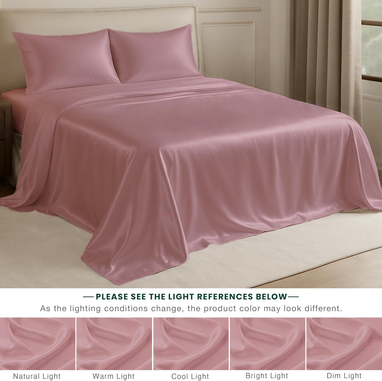 1 Double Bedsheet For Queen Size With 2 Pillow Covers - 90 X 100 Inches, Rose Gold | Perfect For Romantic Night, Excellent Gift For All Celebrations Bedsheet