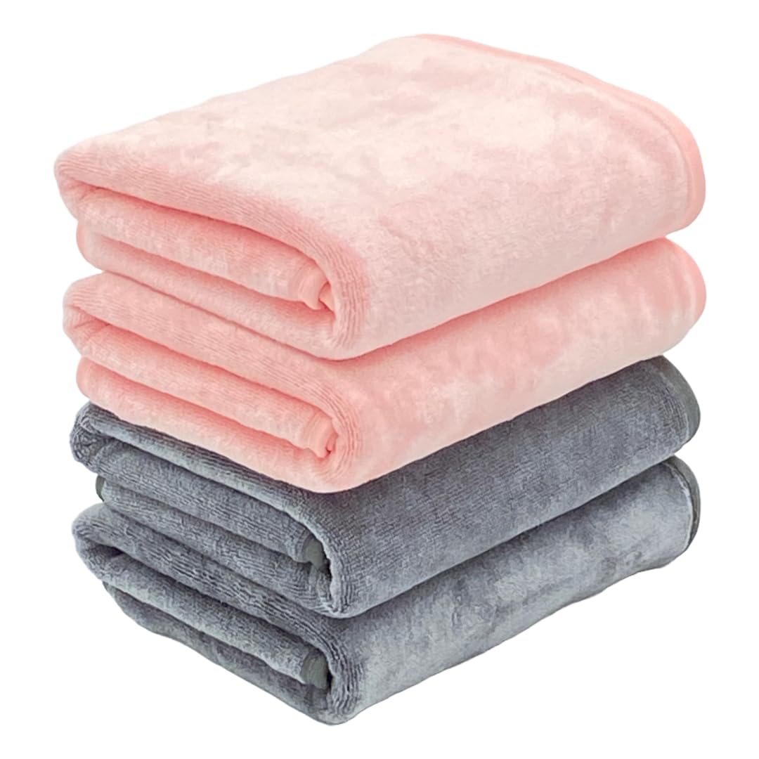 Patpug Ultra Soft Microfiber Hand Towel 600 | Comfortable, Fade Resistant, Highly Absorbent, Quick Drying Towel (Dark Grey & Baby Pink) - 4 Piece