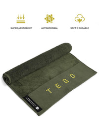 Tego Cotton Performance Sports Towel 100 Gsm - Gym, Work Out, Fitness Towel (Camo Green)