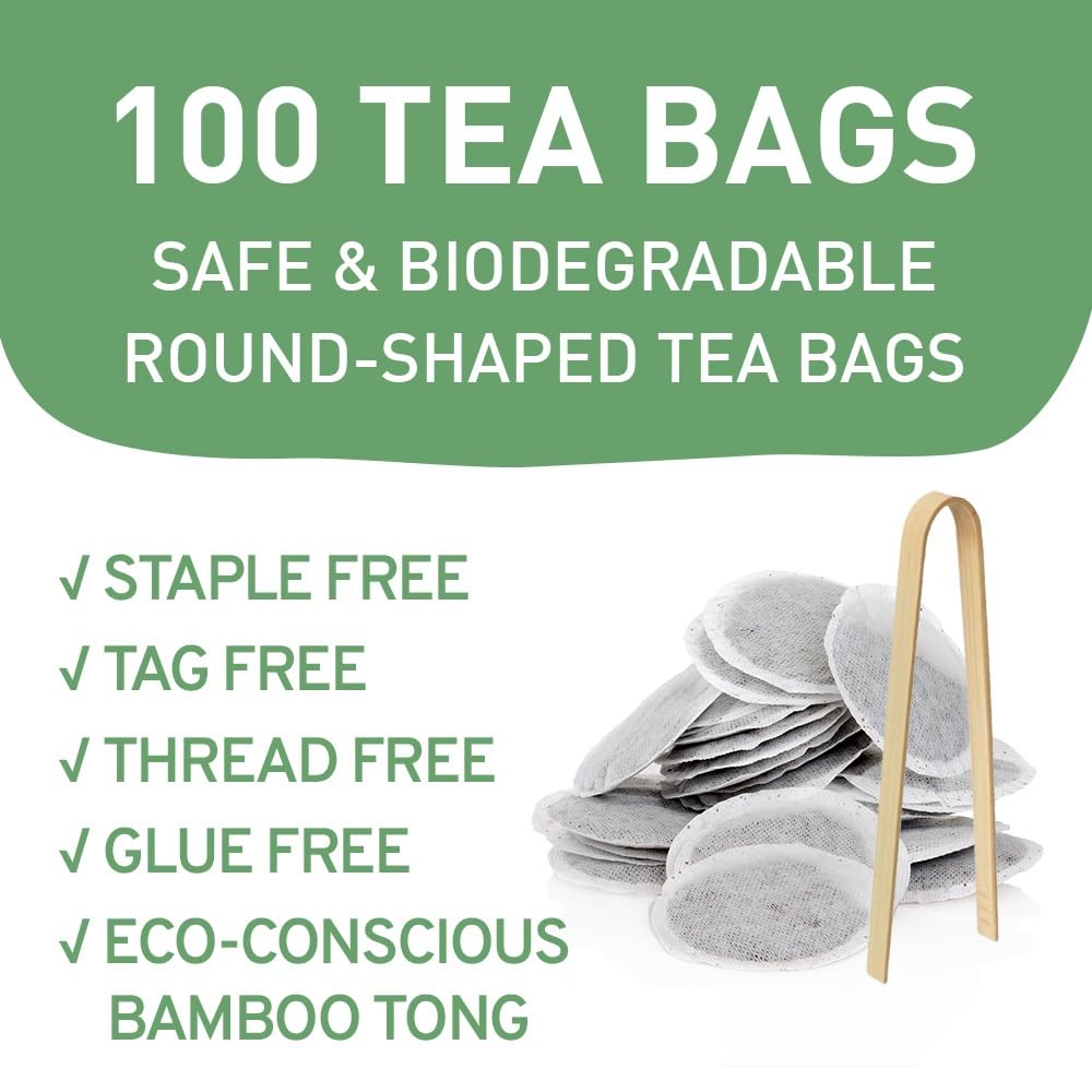 Handpick Honey Lemon Green Tea Bags With Free Tong - 100 Tea Bags | Zesty Lemon & Sweet Honey Flavor - Round & Eco-Friendly Tea Bags Packed In Resealable Bag | Brew As Hot Or Iced Tea