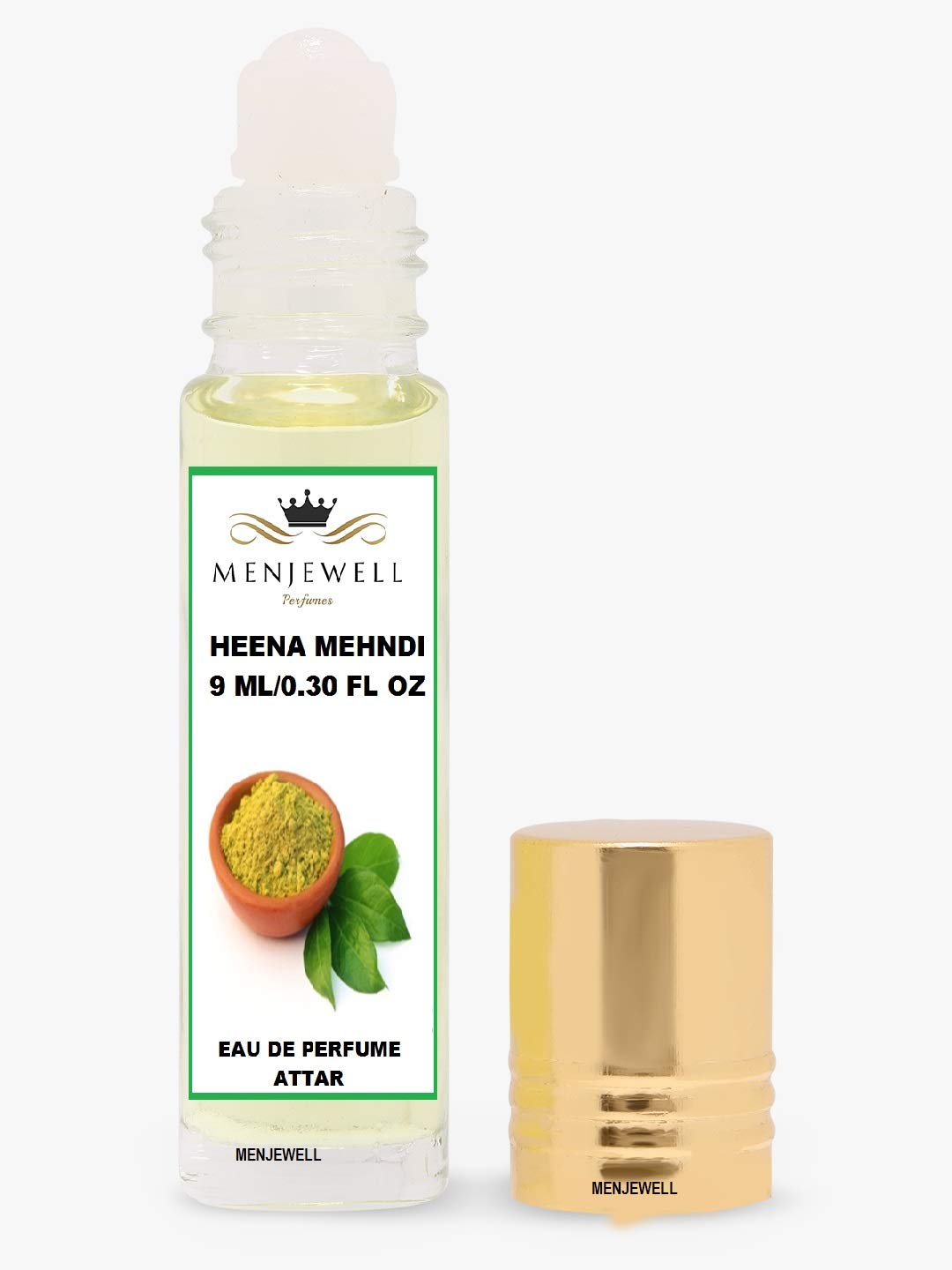 Menjewell Heena Mehndi Eau De Perfume Attar 9ml 0.3 Fl.oz. For Men & Women | Alcohol Free | Long Lasting