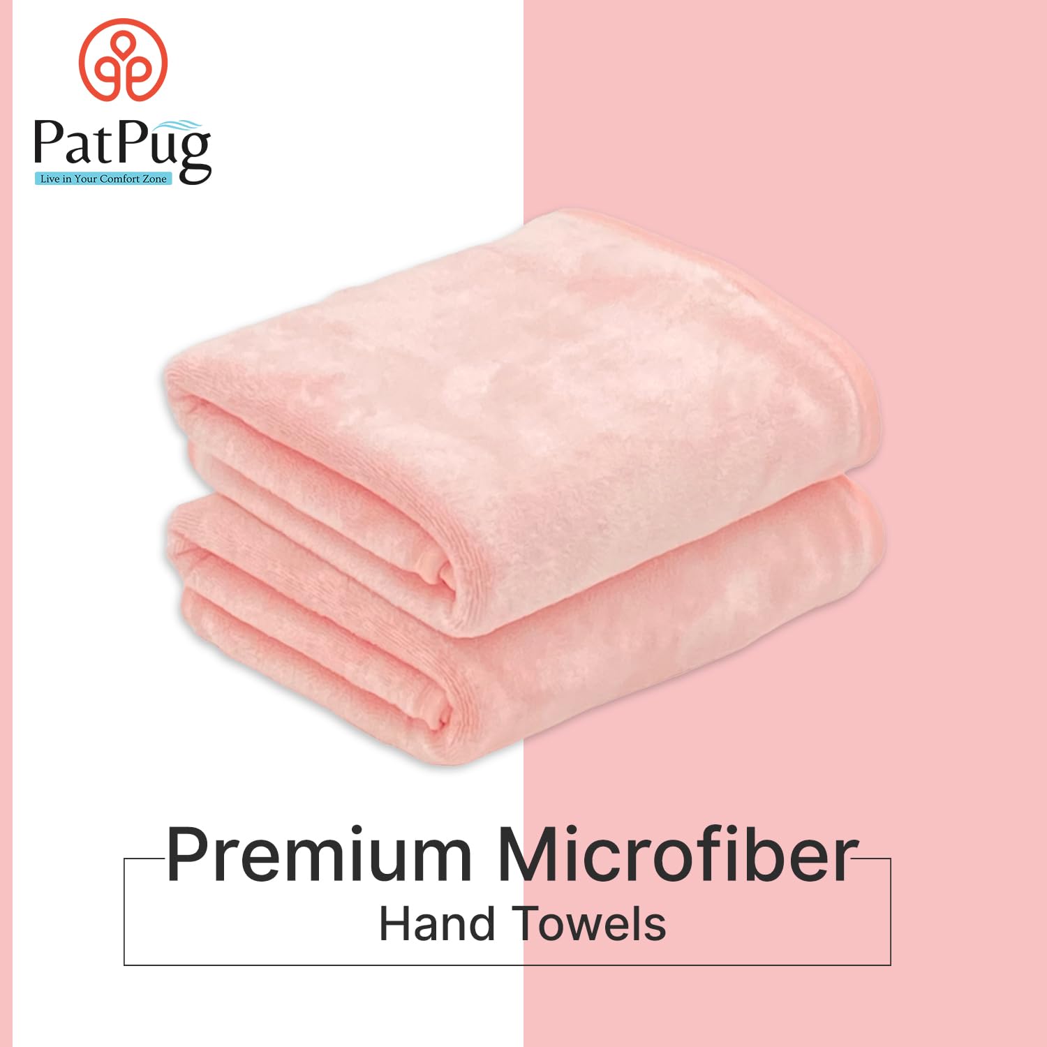 Patpug Ultra Soft Microfiber Hand Towel 400 | Comfortable, Fade Resistant, Highly Absorbent, Quick Drying Towel (Baby Pink) - 2 Piece