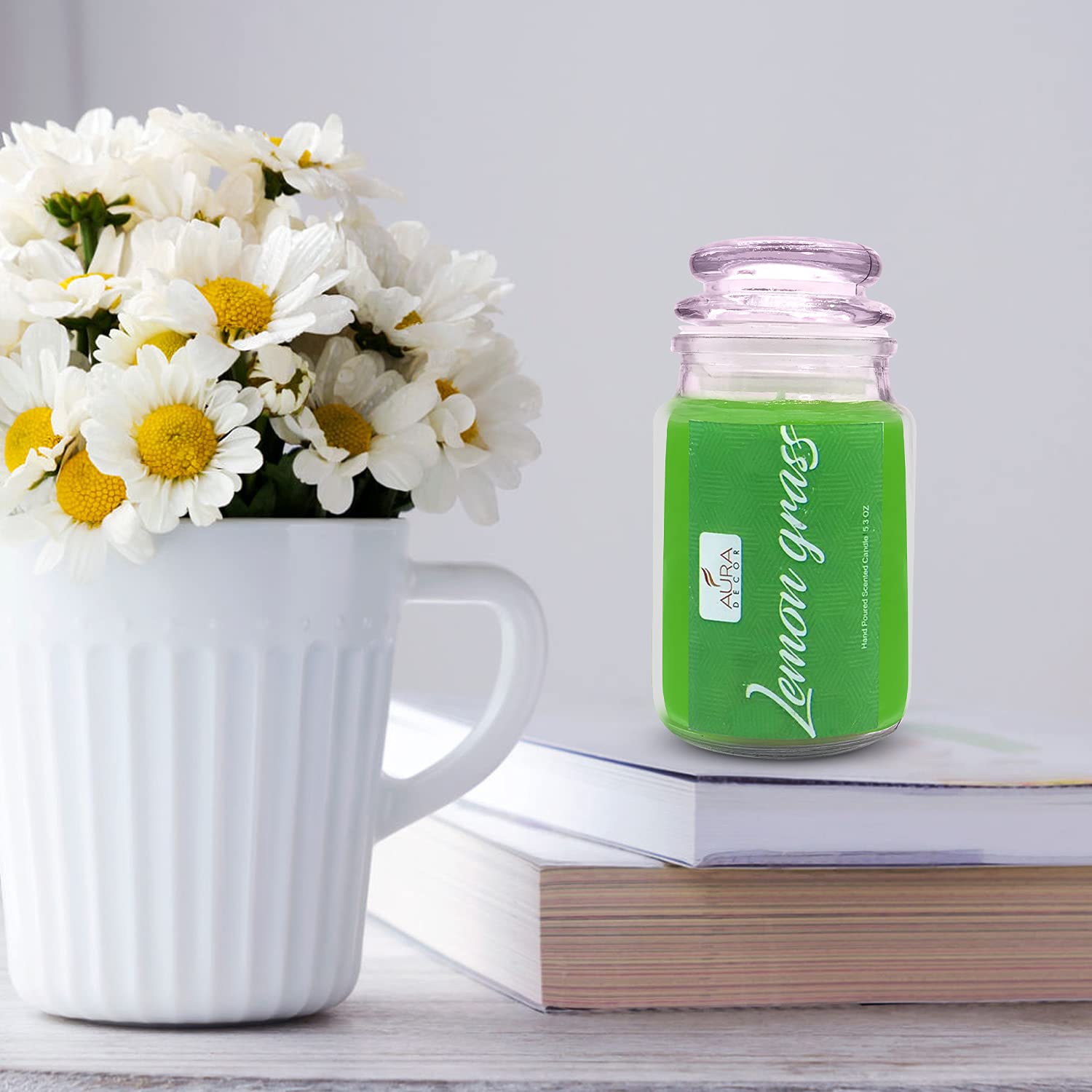 LEMON GRASS FRAGRANCE LID JAR CANDLE | SMOKELESS SPA AROMA CANDLE BEST FOR GIFT