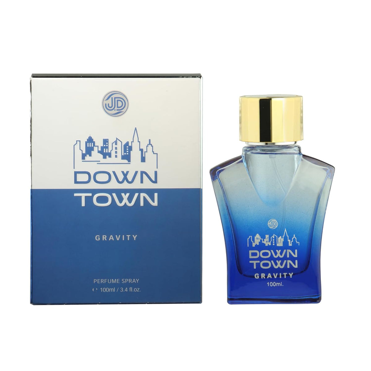 JD International Down Town Gravity Perfume For Men - 100ml, 3.4 Fl.oz. | Long Lasting Fragrance