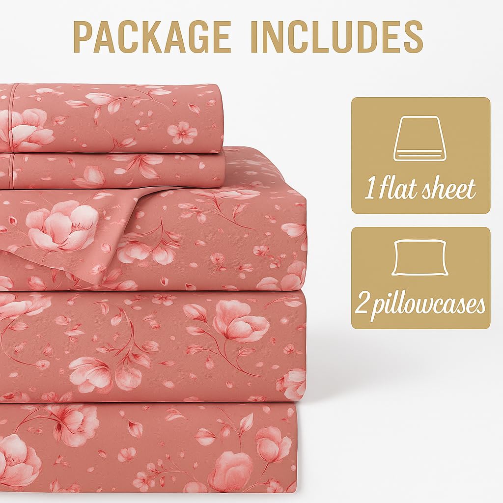 King Size Bedsheet With 2 Pillow Covers - 108 X 108 Inches, Peach | Wrinkle & Fade Resistant Bedding | Perfect For Homes, Hotels, Villas, Resorts & Guest Houses