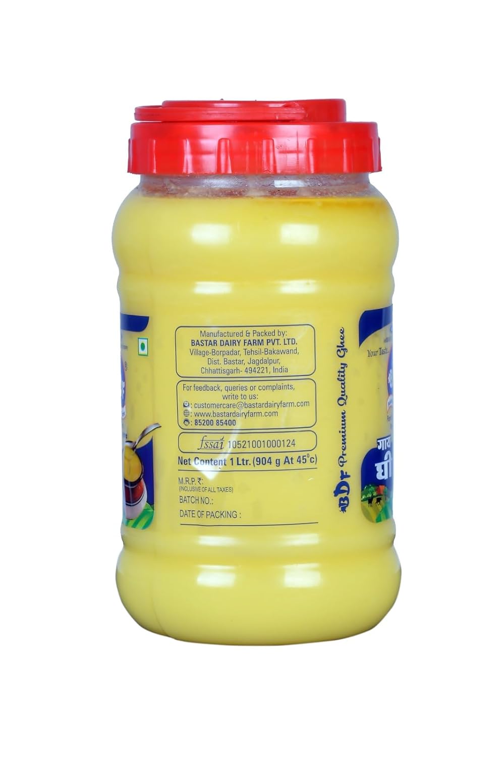 Premium Cow Ghee By Bastar Dairy Farm | Rich In Vitamins & Minerals Healthy Pure Desi Ghee Good For Diet | (1 Litre) 33.8 Ounce | Jar Pack