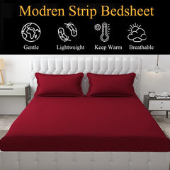 Plain Double Bedsheet For Queen Size With 2 Pillow Covers - 90 X 95 Inches, Maroon | Wrinkle Resistant & Soft Skin Safe | All Season Comfort Fabric