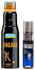 Engage Tickle Deodorant Skin Friendly , 220ml 7.4 Fl.oz. & M2 Perfume Spray Citrus & Lavender , Skin Friendly , 120ml 4 Fl.oz. | For Men