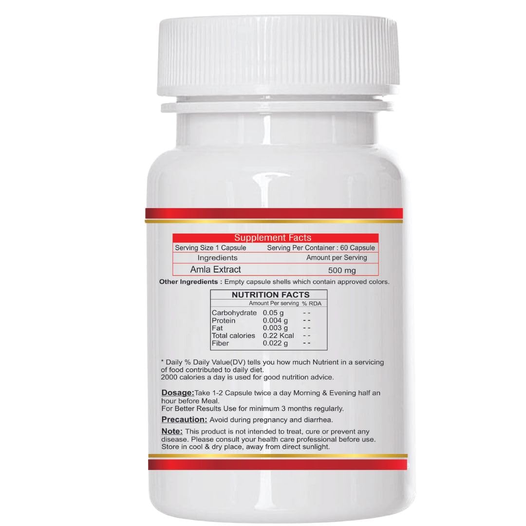 Nourishworld Amla Capsules Health Booster, Rich In Antioxidants, Provides Protection Against Infections, Pure Herbs | 60 Capsules, 100gm 0.2lbs