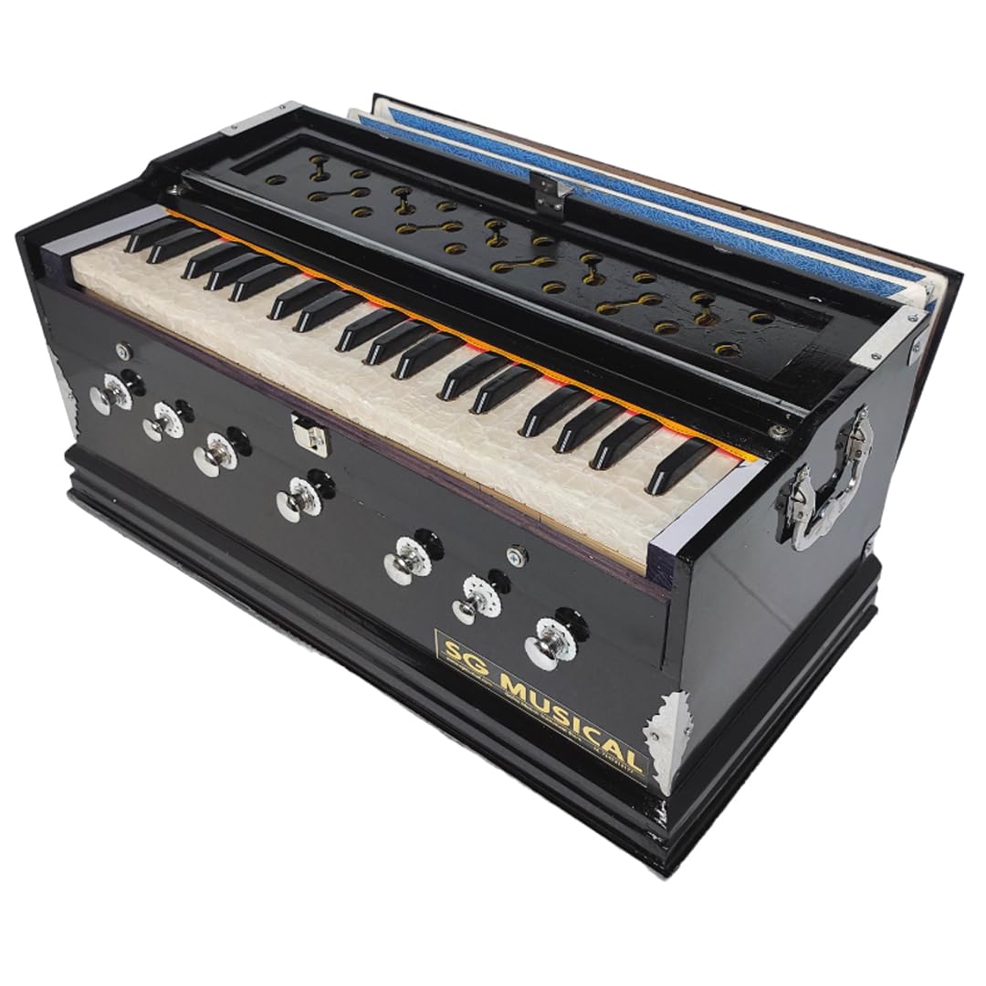 Musical Instrument Harmonium - 3 1/4 Octave, 39 Keys, 7 Stopper, 2 Reeds (Bass- Male) | Two Side Carry Handle