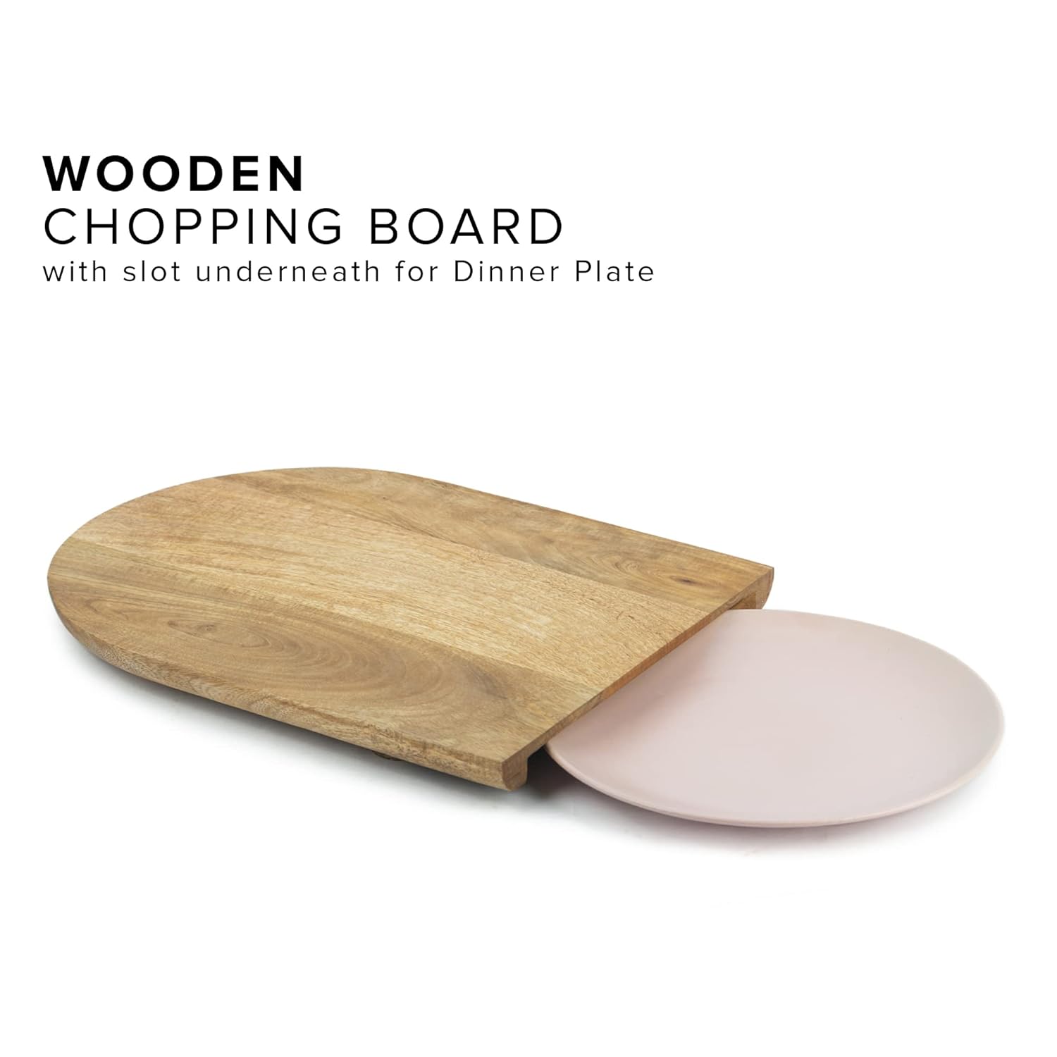 Large Wooden Chopping Board, Mango Wood | Natural Finish Large Chopping Board With Space For Plate - Chopping Board For Kitchen | Cutting Board Wood - Wooden Cutting Board