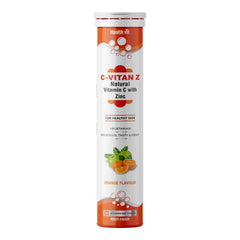 Healthvit C - Vitan - Z Natural Vitamin C 40mg, Amla & Zinc For Antioxidant Support , Improves Immunity & Skin Health | Delicious, Tasty & Fizzy | 20 Effervescent Tablets , 50gm 0.1lbs
