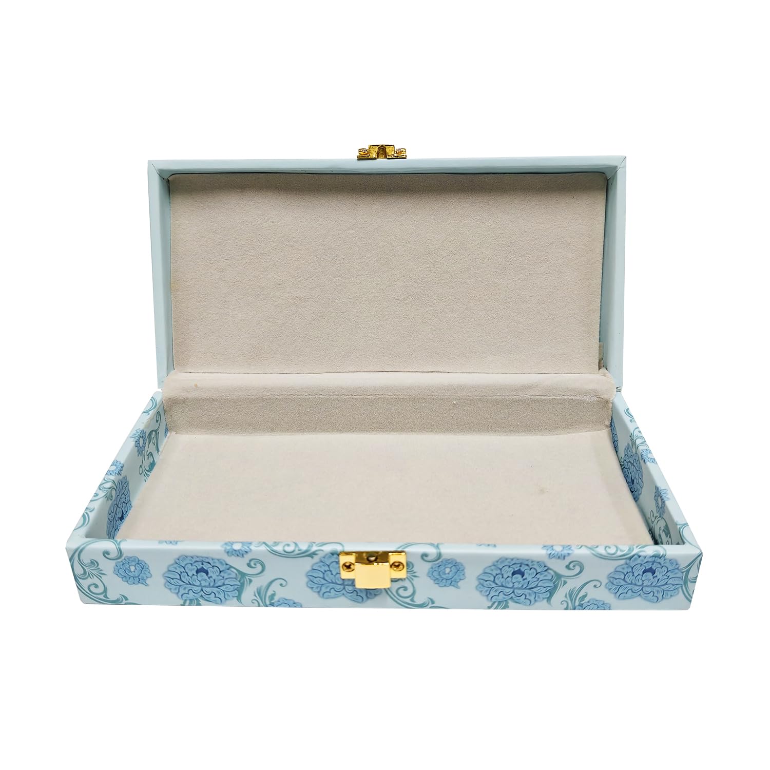 Flower Design Gold Foil Scodix Print Matt Touch Decorative Box, Wedding Fancy Shagun Cash Box, Jewellery Box, Money Box, Gaddi Box, Colour - Blue, Pack Of 3